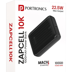 Portronics Zapcell 10K Power Bank – 10000mAh, 22.5W Fast Charging, Dual Output