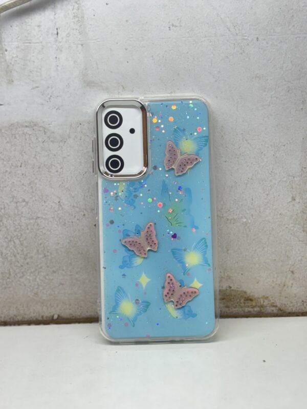 Samsung Galaxy A15 3D Butterfly Glitter Cover – Pink Fireworks Design - Image 2